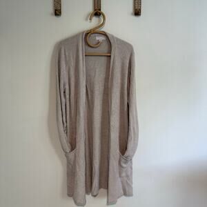 Barefoot Dreams CozyChic Lite Knit Cardigan Duster in Bisque - Large (L)